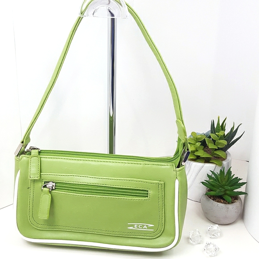 ZECA🔖90's-Y2K Italian Green Leather Mini Shoulder Bag